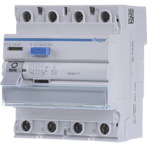 Hager CFA440D CFA440D Aardlekschakelaar 4-polig 40 A 0.3 A
