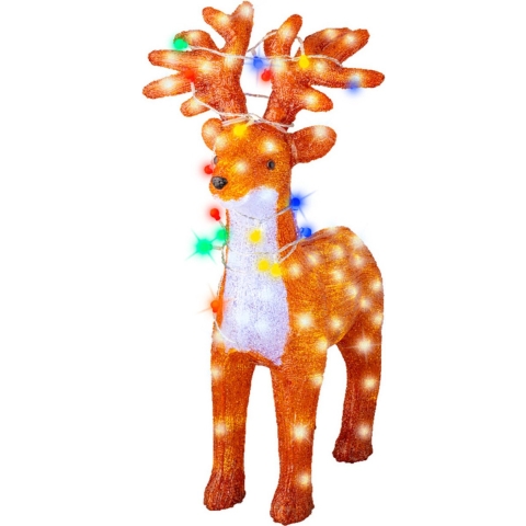 Kerstverlichting figuur - rendier - met kerstlampjes in gewei - 67 cm - LED verlichting -