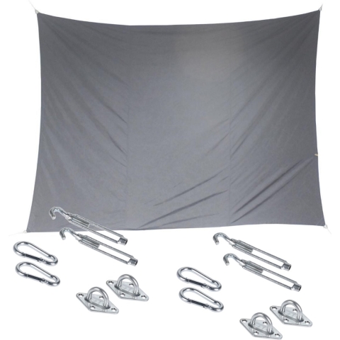 Premium kwaliteit schaduwdoek/zonnescherm Shae rechthoekig grijs 3 x 4 meter met ophanghaken -