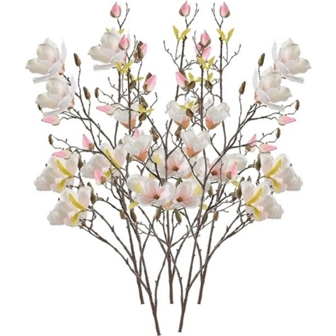 5x Creme Magnolia kunstbloemen tak 105 cm -