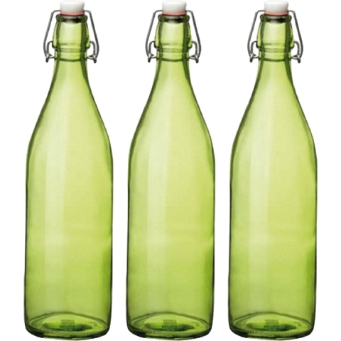 Bormioli rocco set van 6x stuks weckflessen groen beugeldop glas van 1 liter -