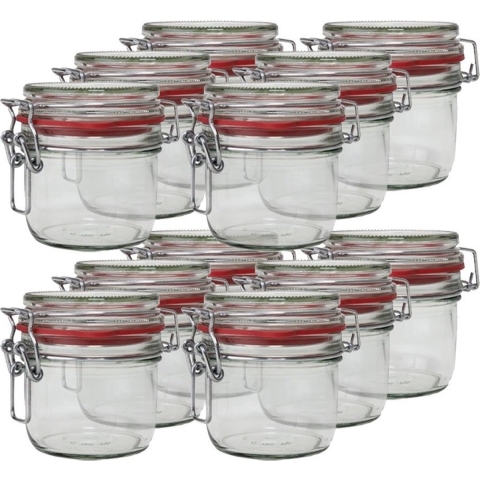 12x Weckpotten/inmaakpotten 200 ml met beugelsluiting -