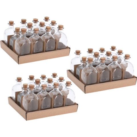 Glazen flesjes met kurk dop - 60 stuks - transparant - glas -120 ml -