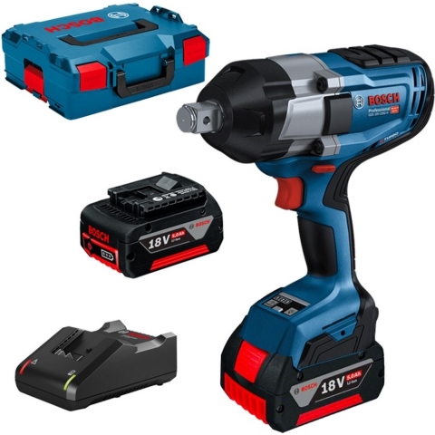 Bosch Blauw GDS 18V-1050 H | Professional Slagmoeraanzetter | met 2 x 5.0 Ah accu en lader - 06019J8522