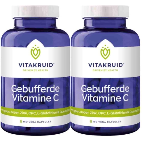 2x Vitakruid Gebufferde Vitamine C 150 vegacapsules