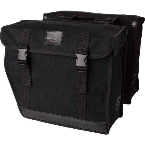 Dubbele fietstas Canvas 93 41L Zwart