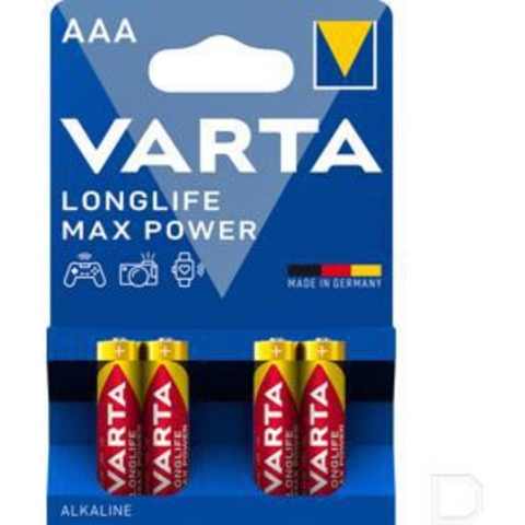 12x Varta Longlife Max Power Alkaline Batterijen AAA 4 stuks