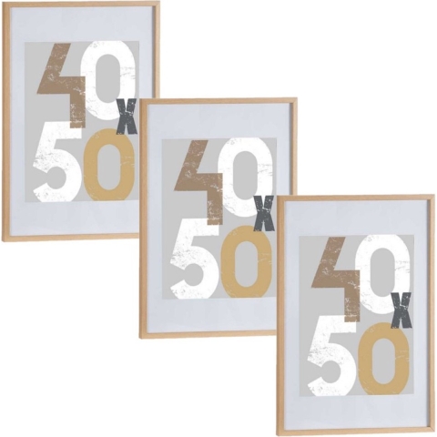 3x stuks houten fotolijst bruin geschikt voor een foto van 40 x 50 cm of 50 x 70 cm -