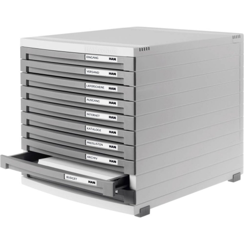 HAN CONTUR 1510-19 Ladebox Lichtgrijs DIN A4, DIN B5, DIN C4 Aantal lades: 10