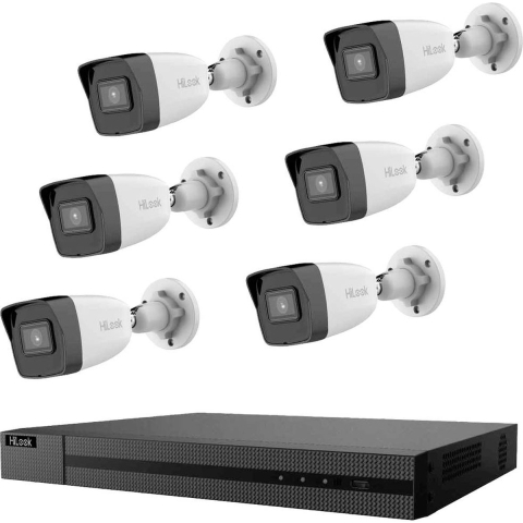 HiLook IK-6288BH-MH/P IK-6288BH-MH/P IP-Bewakingscameraset LAN 8-kanaals Met 6 cameras 3840 x 2160 Pixel