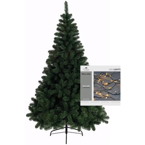 Kerstboom 210 cm incl. kerstverlichting lichtsnoer warm wit -