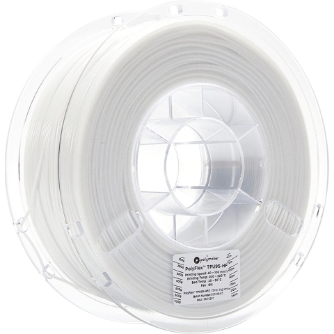 Polymaker PD03002 TPU95-HF Filament TPU, Flexibel filament Flexibel, Highspeed filament, UV-bestendig 1.75 mm 1000 g Wit PolyFlex™ 1 stuk(s)