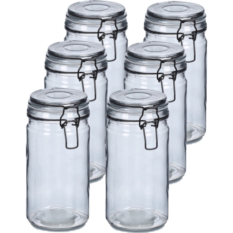 Weckpotten/inmaakpotten - 10x - 750 ml - grijs - glas - beugelsluiting - D10 x H15 cm -