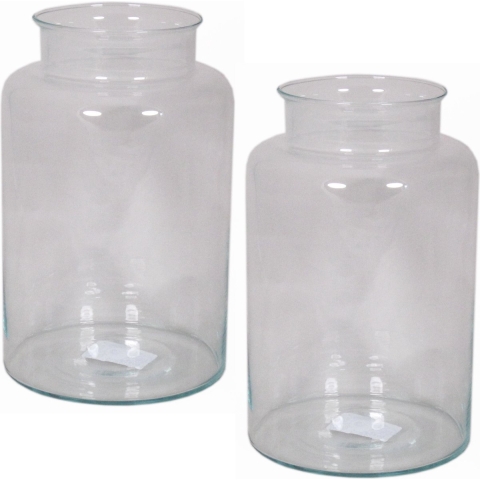 Set van 4x stuks glazen melkbus vaas/vazen 11 liter smalle hals 19 x 35 cm -