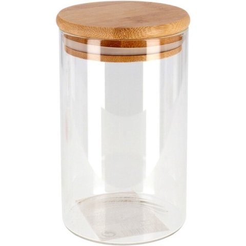 Voordeelset 8x Luxe glazen bewaarpotten/voorraadpotten met houten deksel 1300 ml -