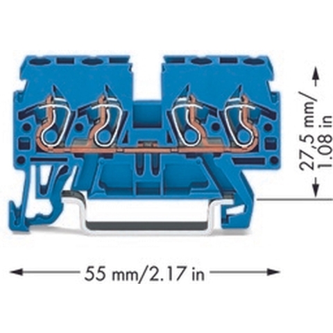 WAGO 870-834 Doorgangsklem 5 mm Spanveer Toewijzing: N Blauw 100 stuk(s)