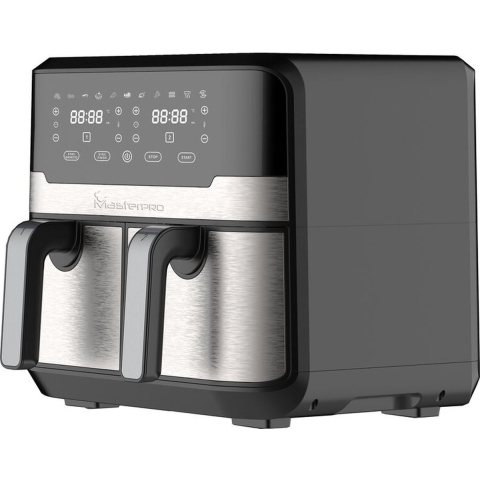 MasterPRO Airfryer 2400 W Anti-aanbaklaag, CoolTouch-behuizing, Timerfunctie, Oververhittingsbeveiliging, Met display Zwart/RVS