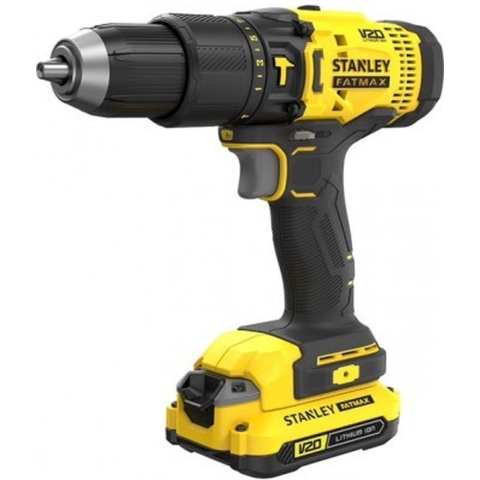Stanley FATMAX SFMCD711DSA V20 18V 2.0Ah Schroefklopboormachine Met 2 Accu&apos;s en 50-Delige Accessoireset in Softbag - SFMCD711DSA-QW