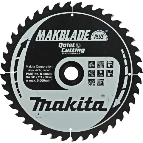 Makita Accessoires Zaagblad Quiet & Clean 305x30x2,3 40T 5g - B-08660