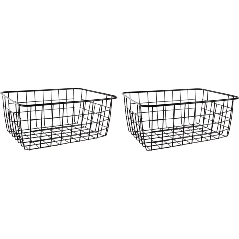 10x stuks industriele zwarte opbergmand/draadmand 18 x 24 x 10 cm -