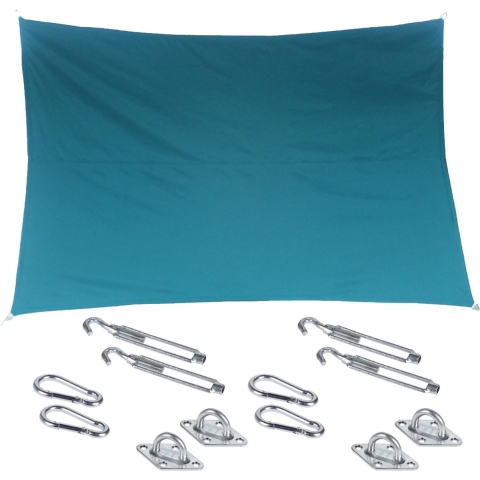 Premium kwaliteit schaduwdoek/zonnescherm Shae rechthoekig blauw 2 x 3 meter met ophanghaken -