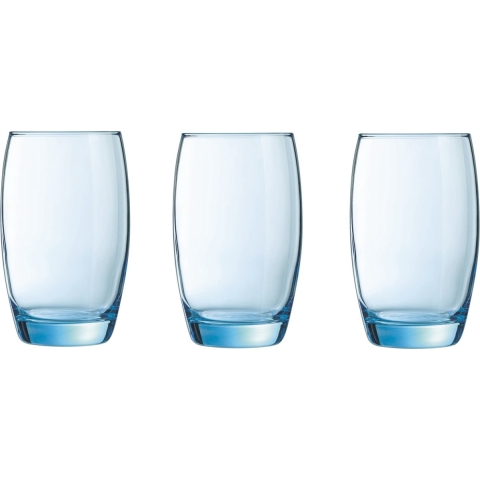 24x Stuks drinkglazen/waterglazen transparant blauw 350 ml -