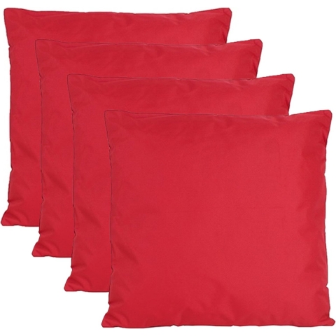 Buiten of tuin sier kussens - 4x - rood - 60 x 60 cm - binnen/buiten - tuinbank -