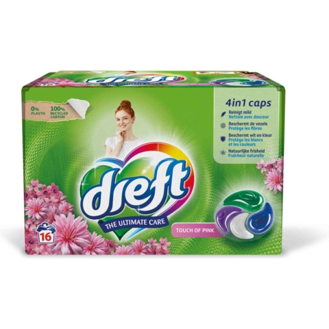 8x Dreft Wasmiddel Capsules Touch of Pink 16 stuks