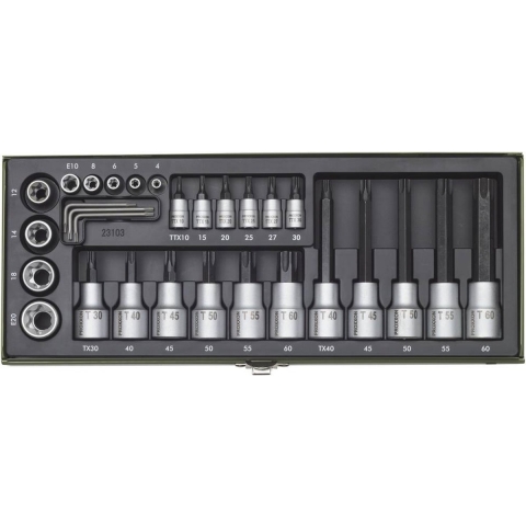 Proxxon 23103 Dopsleutelset 1/2 (12.5 mm), 1/4 (6.3 mm) 29-delig