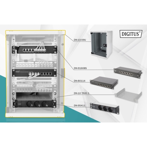 Digitus DN-10-SET-2 10inch-patchkast 9 HE Grijs-wit (RAL 7035)