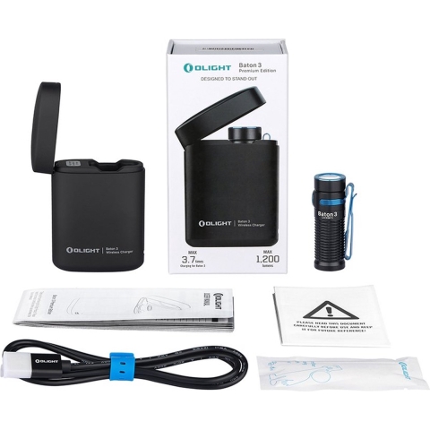 OLight Baton 3 Premium Black Zaklamp werkt op een accu LED 1200 lm 33 h 53 g