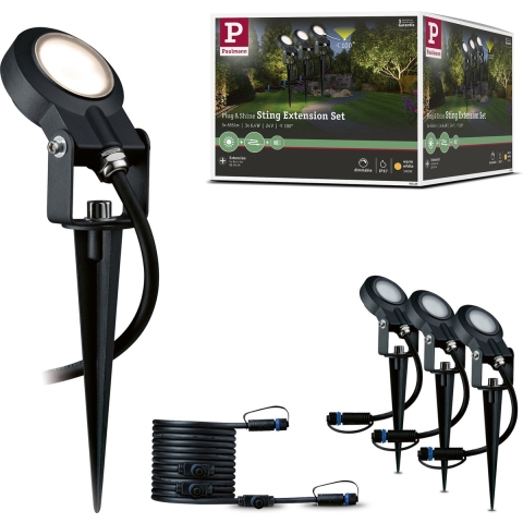 Paulmann Spot Sting Ergänzungsset IP67 93689 Verlichtingssysteem Plug&Shine LED 18 W Warmwit Antraciet