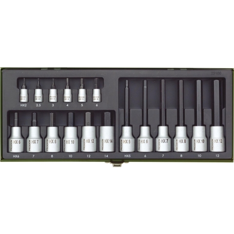 Proxxon Industrial 23 100 Dopsleutel-bitinzetset 1/4 (6.3 mm), 1/2 (12.5 mm) 18-delig