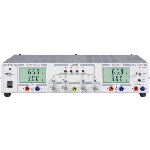 VOLTCRAFT VSP 2653 Labvoeding, regelbaar 0.1 - 65 V/DC 0 - 3 A 399 W Aantal uitgangen: 3 x