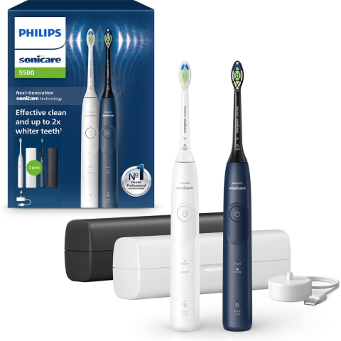 Philips Sonicare 5500 Series Duopack Hx7119/01 Elektrische Tandenborstel Zwart En Wit