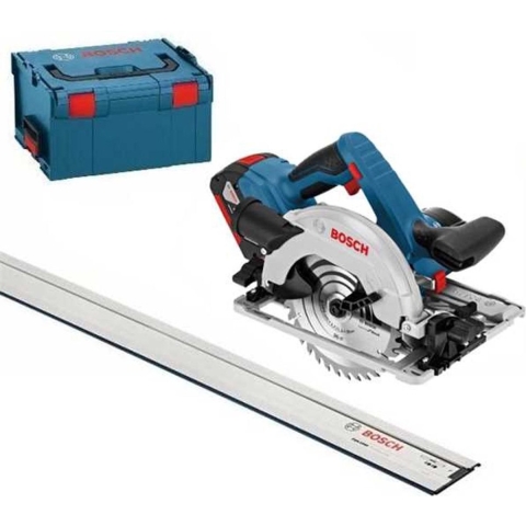 Bosch Blauw GKS 18V-57 G Professional accu cirkelzaag | 5.0Ah Li-Ion | in L-BOXX | met 1600mm Geleiderail - 06016A2102