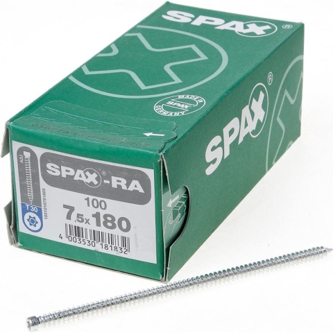 SPAX 1031010751805 Kozijnschroef - Cilinderkop - 7,5x180 - Voldraad - T-STAR Plus TX30 - WIROX - 100st