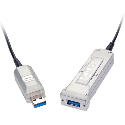 LINDY USB-kabel USB 3.2 Gen1 (USB 3.0 / USB 3.1 Gen1) USB-A stekker, USB-A bus 50.00 m Zwart, Grijs 42701