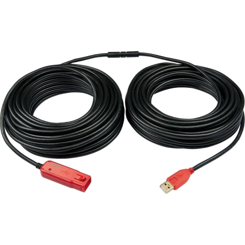 LINDY USB-kabel USB 2.0 USB-A stekker, USB-A bus 30.00 m Zwart, Rood 42923