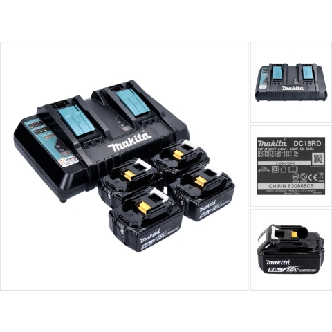 Makita BL 1850B + DC18RD 199483-0 Accu en acculader voor gereedschap 18 V 5 Ah Li-ion