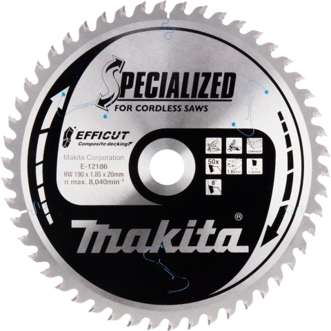 Makita Accessoires Afkortzaagblad WPC | Efficut 190x20x1,85 50T 8g - E-12186 - E-12186
