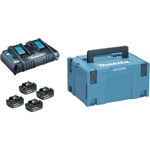 Makita Accessoires Power-Source-Kit 199480-6 - 2x Accu BL1860B 18V 6,0Ah met accu indicator + Oplader DC18RC - 199480-6