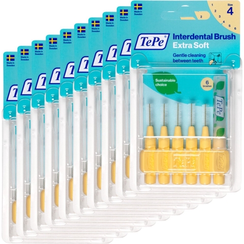 10x TePe Ragers Extra Zacht 0,7 mm Lichtgeel 6 stuks