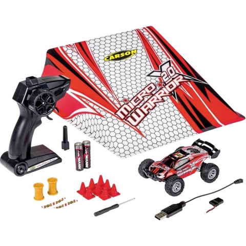 Carson RC Sport 404225 Micro X-Warrior 2.0 1:32 RC modelauto voor beginners Elektro Buggy Incl. accu, oplader en batterijen voor de zender