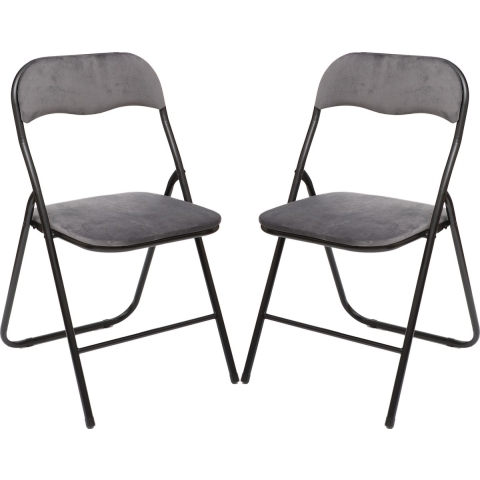 Klapstoel met fluweel zitting - 6x stuks - grijs - 44 x 48 x 79 cm - metaal -