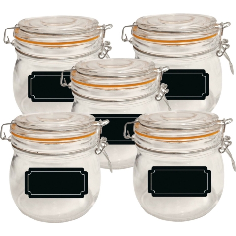 Weckpot/inmaakpot - 10x - 500 ml - glas - met beugelsluiting - incl. etiketten -