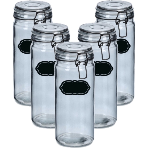 Weckpot/inmaakpot - 10x - 1L - glas - met beugelsluiting - incl. etiketten -