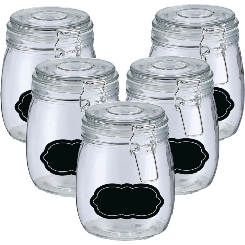 Weckpot/inmaakpot - 10x - 750 ml - glas - met beugelsluiting - incl. etiketten -