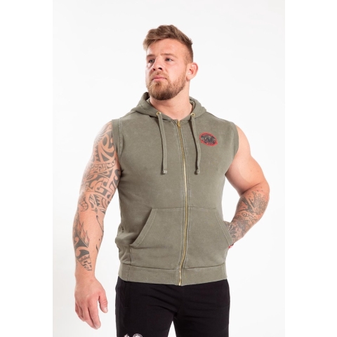 Gorilla Wear Silverdale Mouwloze Hoodie - Legergroen - 3XL