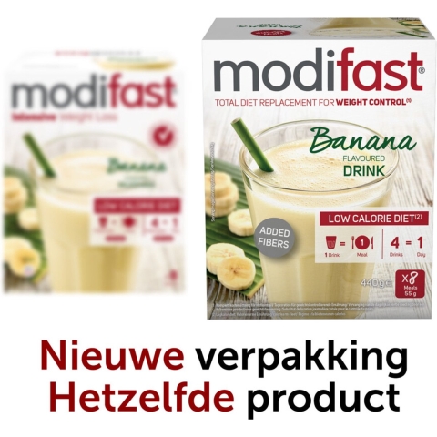 8x Modifast Intensive Milkshake Banaan 8 x 55 gr